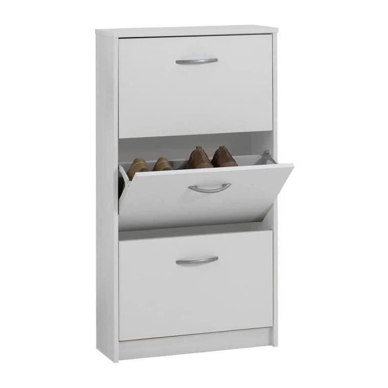 Meuble a chaussures 3 compartiments - Blanc - L58,5 x L17 x H168,3 cm