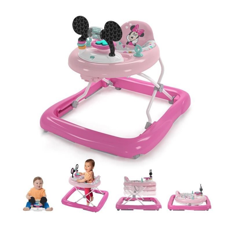 DISNEY BABY -MINNIE-Trotteur bébé fille évolutif et pliable 2-en-1  Avec joue...