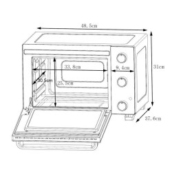 Minifour électrique CONTINENTAL EDISON CEMF28B2 - 28L noir - 1500W - Rotissoi...