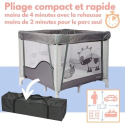 BAMBISOL - Parc/Berceau Bébé Pliant 90x90cm avec 2 Niveaux de Couchage - Sac ...