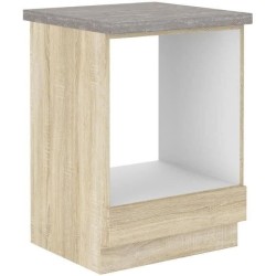Meuble bas pour four encastrable  avec plan de travail - Décor chene sonoma -...