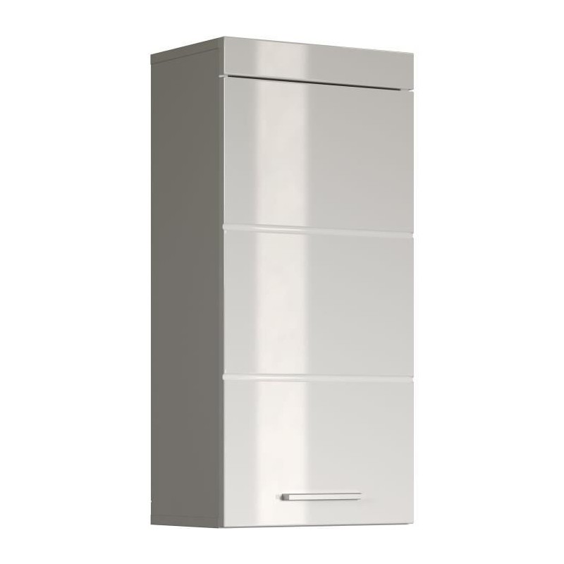 Meuble de salle de bain Rangement haut - 1 porte - Blanc - L 37 x P 23 x H 77...