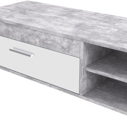 Meuble TV PILVI - Blanc et béton clair - Contemporain - L 120 x P 42,1 x H 31...