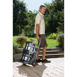 Chariot de jardin mobile GARDENA - Armature métallique - Hauteur de sac régla...