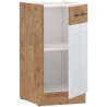 ROCK - Meuble bas - Mélaminé chene Lancelot et Blanc brillant - 40 cm - 1 por...