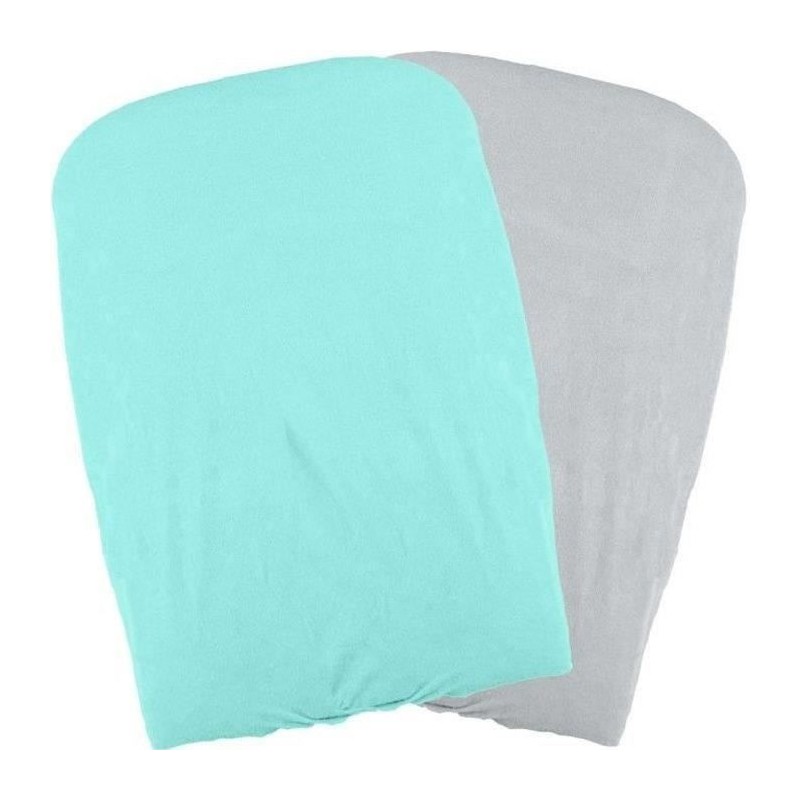DOMIVA Lot 2 Housses matelas a langer - Polycoton - oeko-Tex - Aqua/Perle - 5...