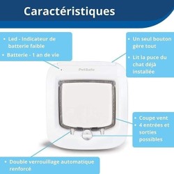 PetSafe- Chatiere a puce électronique PPA19-16145, chatiere a piles, verrouil...