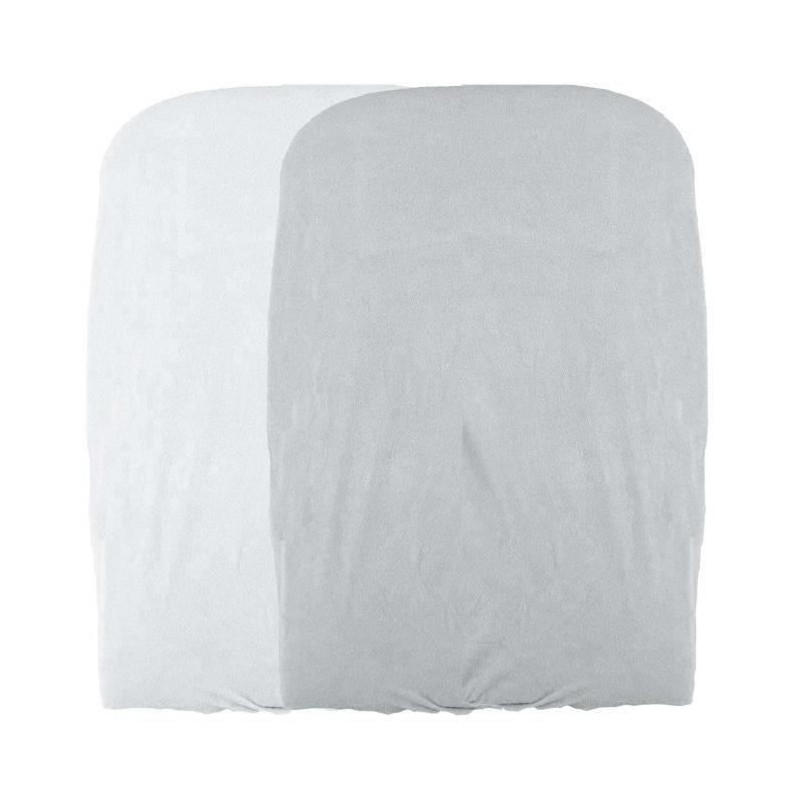 Lot de 2 housses de matelas a  langer - Blanc / Perle - 50 X 75 cm