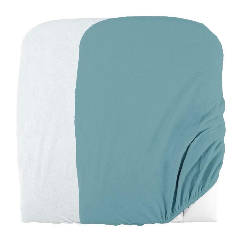 DOMIVA Lot 2 Housses matelas a langer - Eponge polycoton - oeko-Tex - Blanc/N...