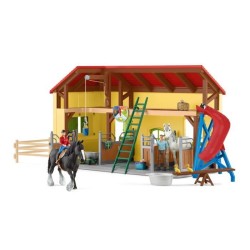 Écurie avec boxes et animaux, coffret de 82 pieces avec chevaux,