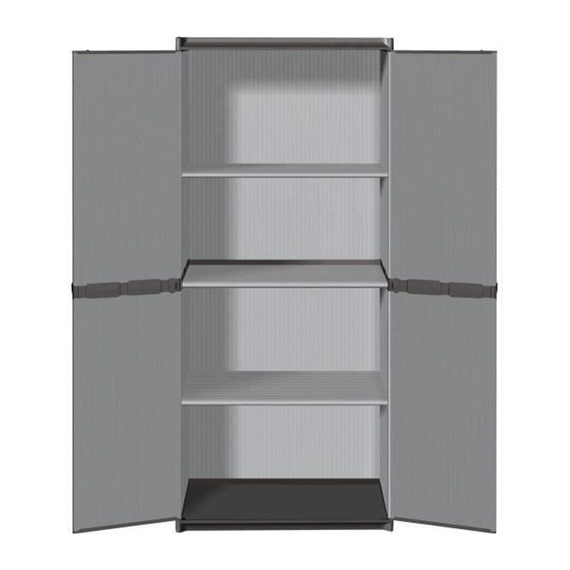 Armoire de rangement haute en résine TOOD - 3 tablettes - Gris