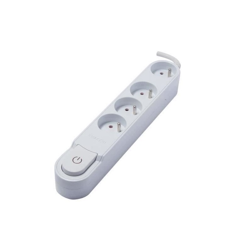 Bloc multiprise - CHACON - 4 prises 16A - Interrupteur - Blanc