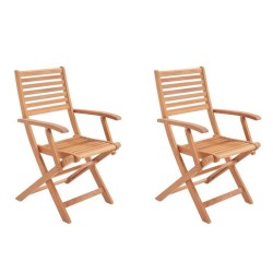 Lot de 2 fauteuils de jardin pliants - EDEN - Bois Eucalyptus FSC - 57,5 x 52...