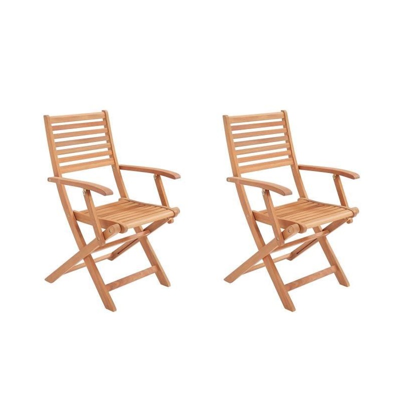 Lot de 2 fauteuils de jardin pliants - EDEN - Bois Eucalyptus FSC - 57,5 x 52...