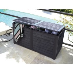 Coffre de jardin en Plastique - EDA - BAYA - 420 L - Décor imitation bois - 1...
