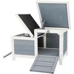 TRIXIE Clapier Habitat Natura - 70 x 43 x 45 cm - Avec deux entrées - Blanc e...