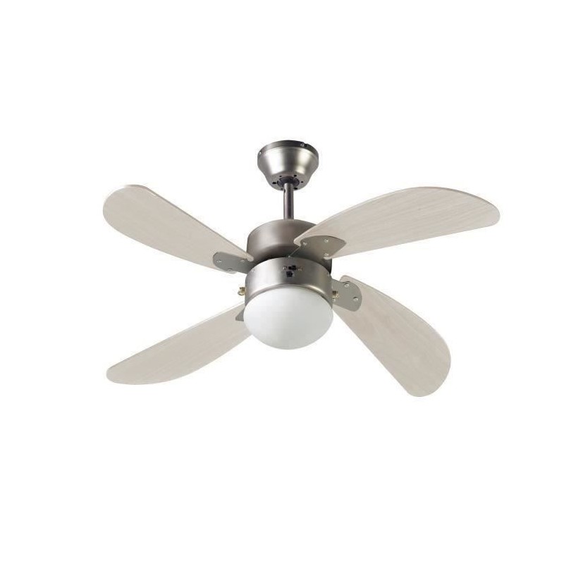 FARELEK - BERMUDES Ø 107 cm - Ventilateur de plafond réversible, 4 pales chen...