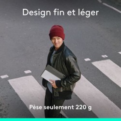 Etui clavier - Logitech - Keys to go 2 - AZERTY - Universel - Gris pâle