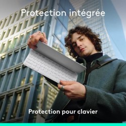Etui clavier - Logitech - Keys to go 2 - AZERTY - Universel - Gris pâle