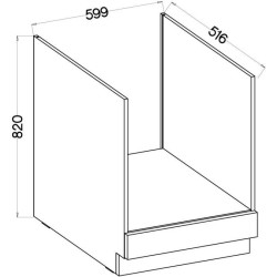 MODENA - Meuble bas four - 60 x 52 x 82 cm - Chene artisan / Noir mat - Plan ...