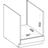 MODENA - Meuble bas four - 60 x 52 x 82 cm - Chene artisan / Noir mat - Plan ...