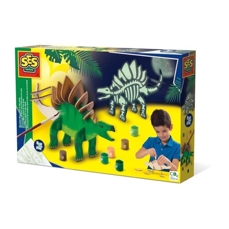 Dinosaure en bois qui brille dans le noir - Kit de bricolage - SES