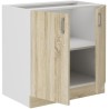 SARA Meuble bas - 2 portes - Décor chene sonoma - L80xP48xH82 cm - Plan de tr...