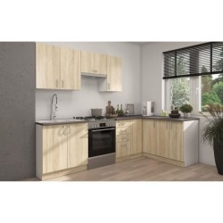 SARA Meuble bas - 2 portes - Décor chene sonoma - L80xP48xH82 cm - Plan de tr...