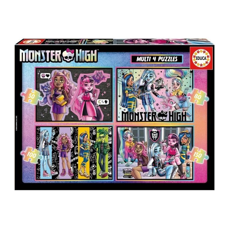 4 puzzles progressifs - EDUCA - Multi 4 Monster High 50-80-100-150