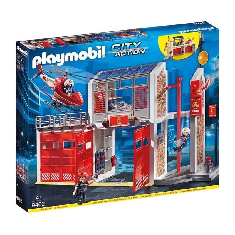 PLAYMOBIL 9462 Caserne de pompiers avec hélicoptere, City Action, Mixte, Pour...