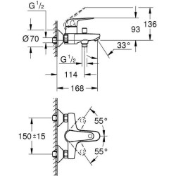 Mitigeur monocommande bain/douche - GROHE Swift - 24335001 - Chromé - Montage...