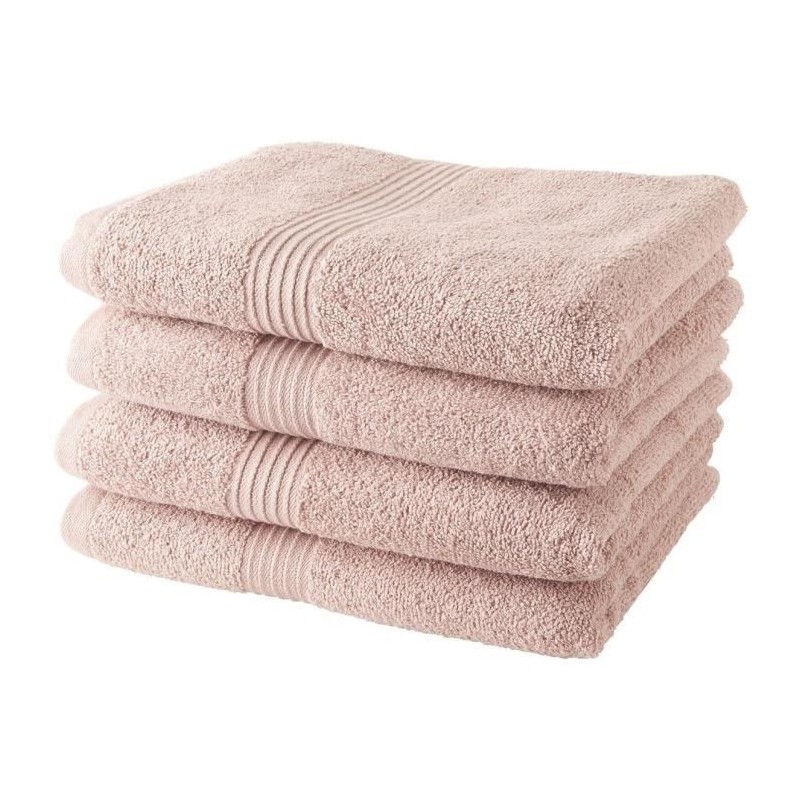 TODAY Lot de 4 Serviettes de Bain 100% coton - 50x100 cm - Rose des sables