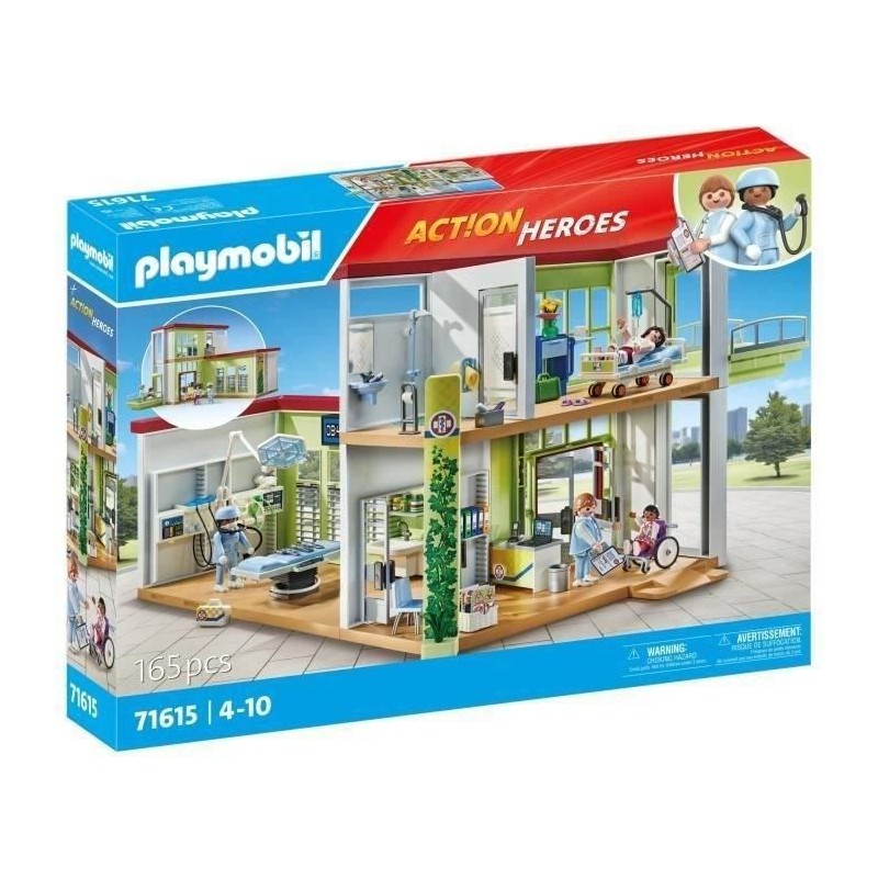 PLAYMOBIL 71615 Hôpital aménagé, Action Heroes, L'hôpital, 165 pieces, Des 4 ans