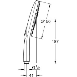 Douchette 3 jets - GROHE - Vitalio SmartActive 150 - Surface de jet blanche -...