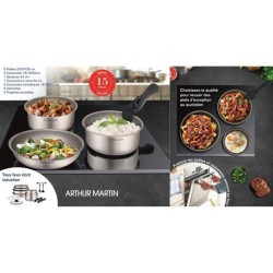 Batterie de cuisine Arthur Martin AM133CH 15 pieces - Aluminium - Poignée amo...