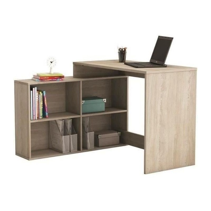 DEMEYERE Bureau d'angle contemporain décor chene Shannon - L 112 cm - NAGANO