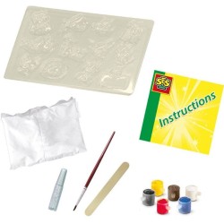 SES CREATIVE - Moulage en plâtre chiens et chats - Jaune, vert et