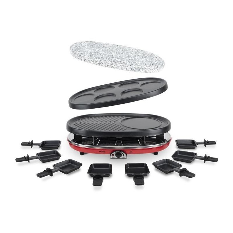 Appareil a raclette 4 en 1 HKoeNIG - RP418 - Juqu'a 8 personnes - 3 plaques i...