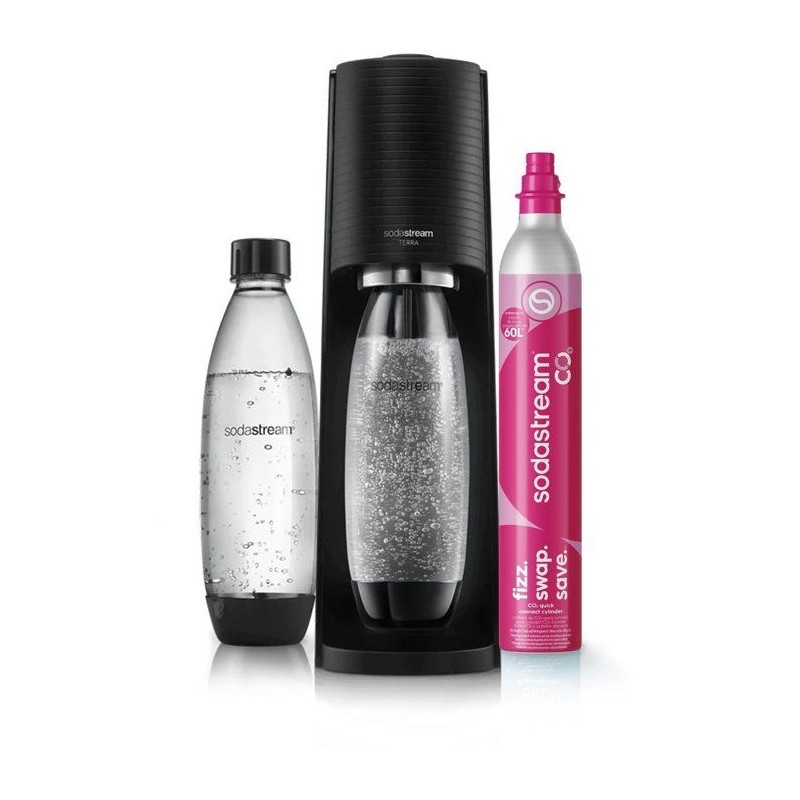 Machine a soda et eau pétillante SODASTREAM - TERRA Noire - 2 bouteilles comp...