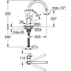 Mitigeur monocommande Evier - GROHE - 31554001 - Col de cygne - Chromé - Méta...