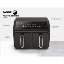 Friteuse sans huile - FAGOR - FG2X4L - 8L - 2200W - Doucle bac 4L - 10 progra...