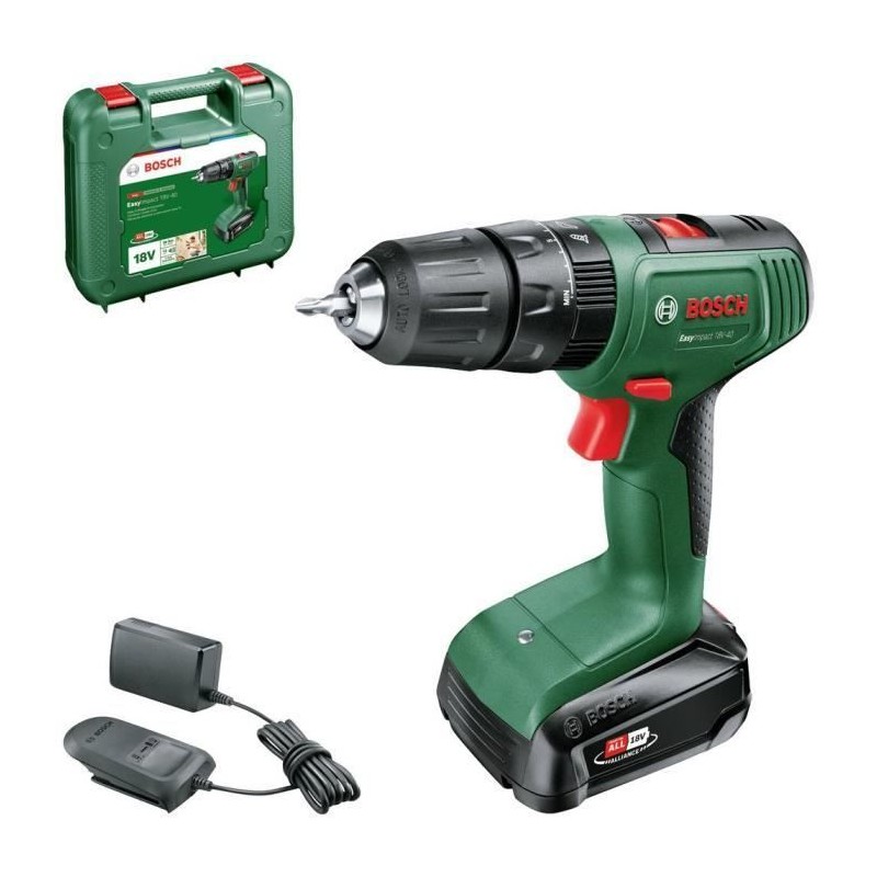 Perceuse visseuse a percussion Bosch EasyImpact 18V40 + (1xbatterie 2,0Ah) + ...