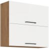 ROCK - Meuble haut - Mélaminé chene Lancelot et Blanc brillant - 80 cm - 2 po...