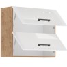 ROCK - Meuble haut - Mélaminé chene Lancelot et Blanc brillant - 80 cm - 2 po...