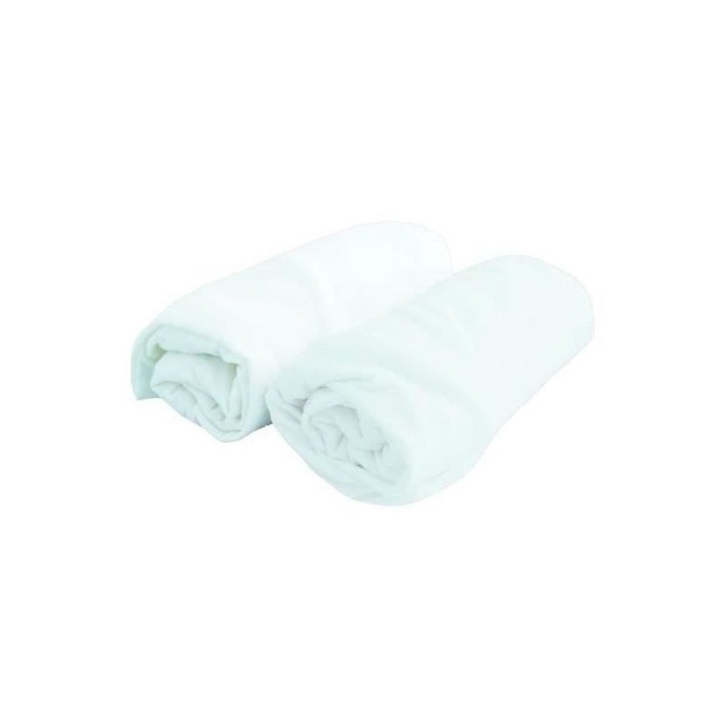 Drap housse bébé DOMIVA - Jersey - Blanc - 60 x 120 cm - Lot de 2