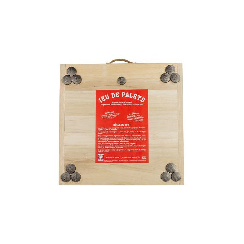 Jeu de Palet Complet MECABOIS - 12 palets en bois massif - Jeu familial tradi...