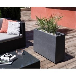 Jardiniere Muret Loft L - EDA - Graphit - 46 L - Intérieur / Extérieur - Déco...