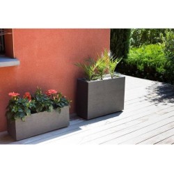 Jardiniere Muret Loft L - EDA - Graphit - 46 L - Intérieur / Extérieur - Déco...