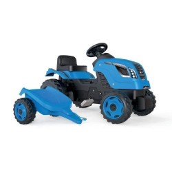 Tracteur a pédales Farmer XL + Remorque - Bleu - SMOBY - Siege ajustable - Ca...
