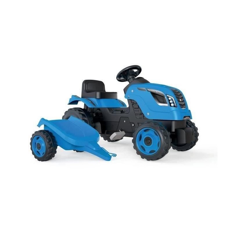 Tracteur a pédales Farmer XL + Remorque - Bleu - SMOBY - Siege ajustable - Ca...